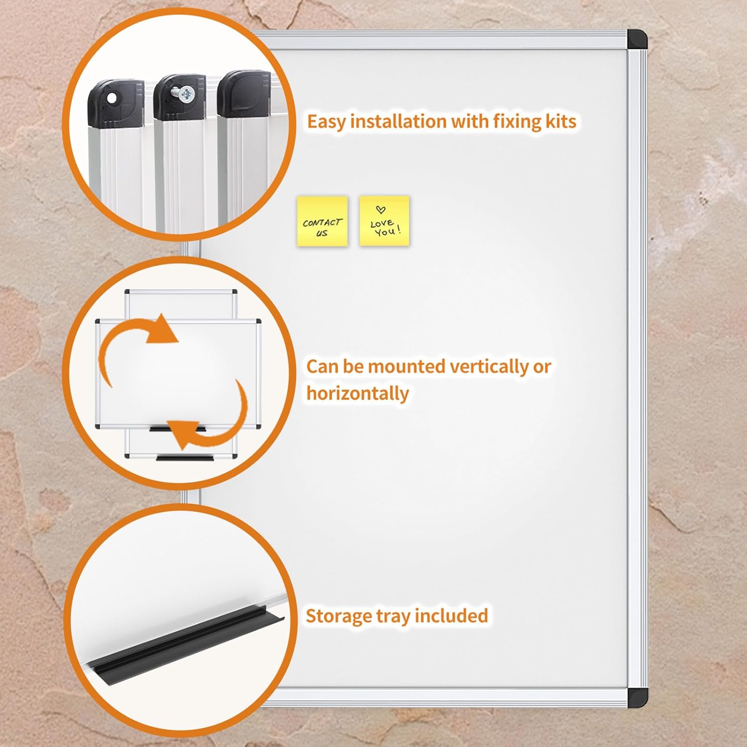 VIZ-PRO Dry Erase Board/Magnetic White Board, 48 X 32 Inches, Silver Aluminium Frame - Image 4