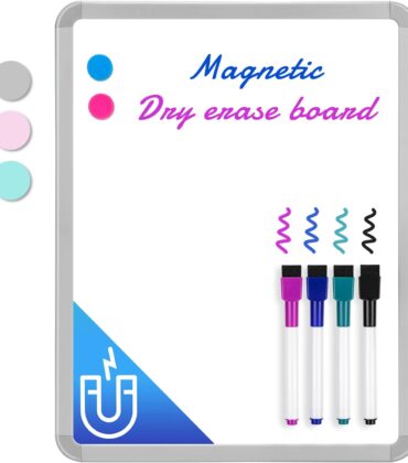 VUSIGN Small White Board Dry Erase, 14'' x 11'' Magnetic Dry Erase Board, Mini Whiteboard with Markers for Students, Fridge, Wall, Locker