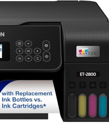 Epson EcoTank ET-2800 Wireless Color All-in-One Cartridge-Free Ink Supertank Printer with Scan and Copy for Home Use, Black